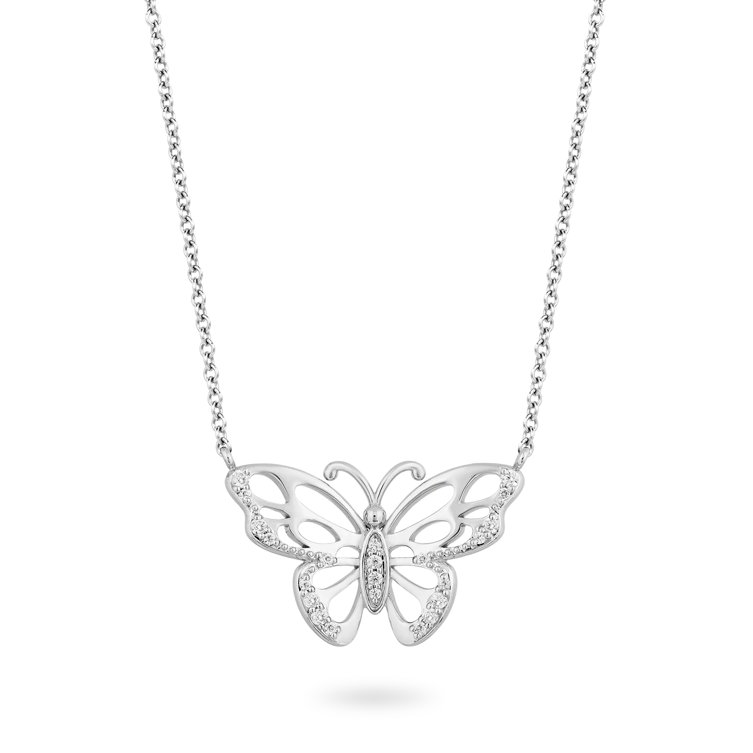 925 Sterling Diamond SIlver Butterfly Necklace
