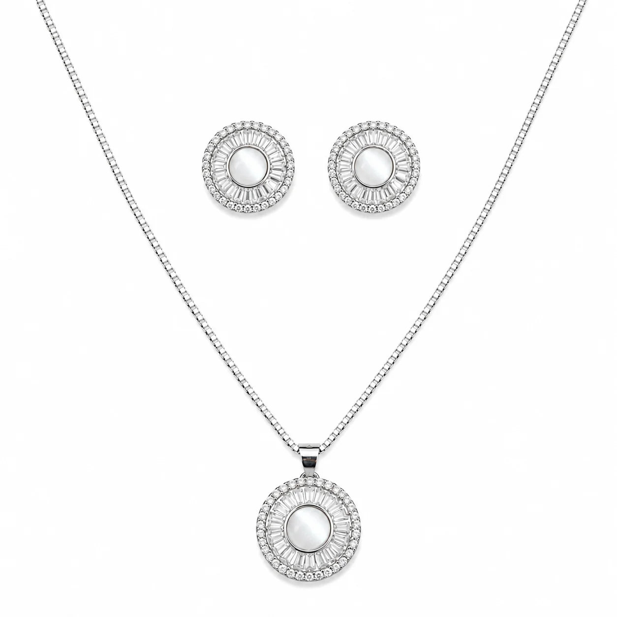 925 SIiver Choki Diamond Pandant Set
